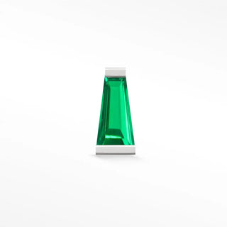 Natural emerald flat back earring tapered baguette 14k white - 14k gold