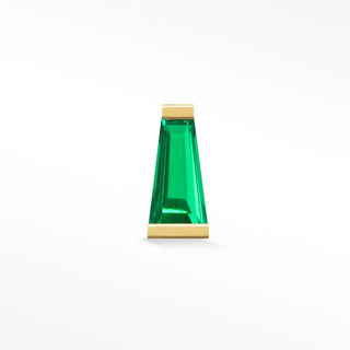 Natural emerald flat back earring tapered baguette 14k yellow - 14k gold