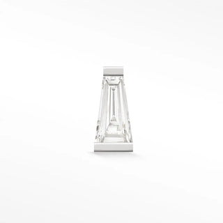 Moissanite flat back earring tapered baguette 14k white - 14k gold