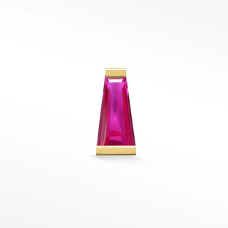 Natural pink sapphire flat back earring tapered baguette 14k yellow - 14k gold