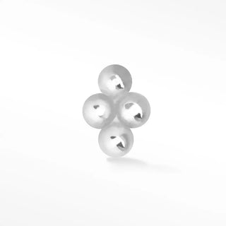 Flat back earring tetra-bead 14k white - 14k gold
