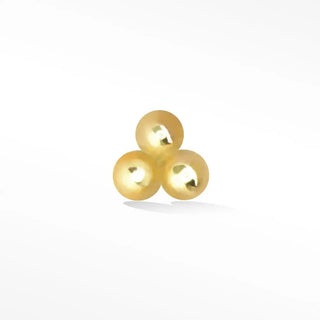 Small tri-bead in 14k yellow gold flat back stud earring - 14k / n/a