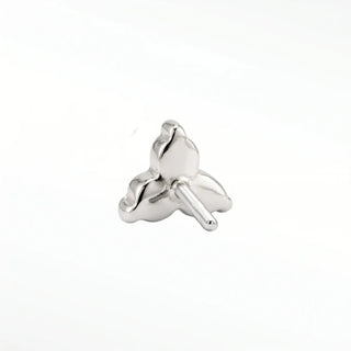 Explore the stunning flat back earrings trinity with diamond detailing in 14k white gold. Comfortable style and perfect
