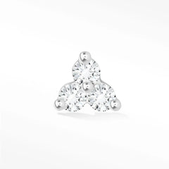 Flat Back Earrings Trinity Diamond 14k White Gold