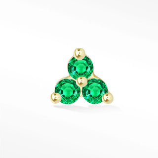 Trinity emerald flat back earring 14k yellow gold - 14k