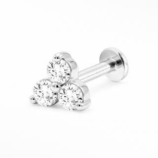 Flat Back Earrings Threadless Diamond 14k White Gold Glazed Donut | Wynning Stud
