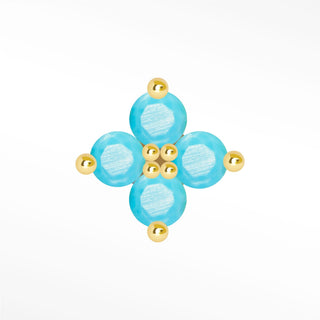 Flat Back Earrings Turquoise 14K Gold Clover