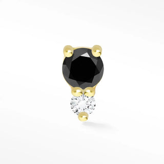 Natural black spinel & diamond flat back earring 14k yellow gold - 14k / back