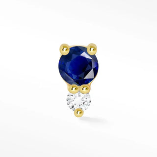 Natural blue sapphire & diamond flat back earring 14k yellow gold - 14k / back