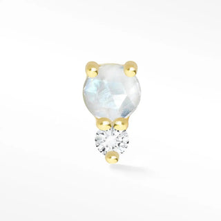 Natural moonstone & diamond flat back earring 14k yellow gold - 14k / back