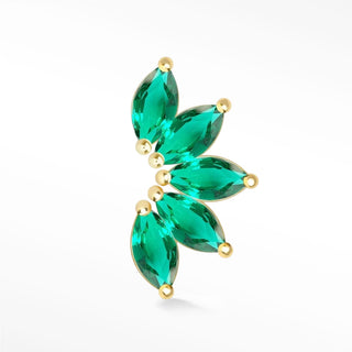 Flat Back Emerald Stud Earrings 14K Lotus