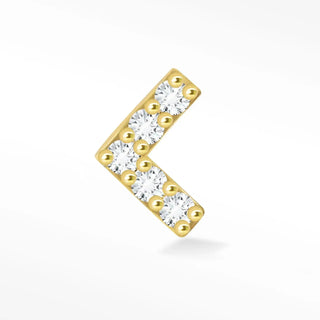 Gold earrings featuring a gold-plated letter z charm adorned with clear cubic zirconia stones from the wynning studs collection
