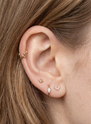 Flat back gold earrings designed with a smooth low-profile for secure comfort. Ideal daily wear sensitive ears