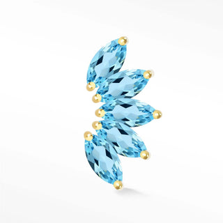 Flat back gold earrings blue topaz 14k yellow lotus | the wynning studs