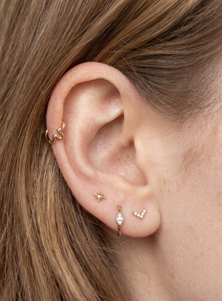 Flat back gold earrings designed with a smooth low-profile for secure comfort. Ideal daily wear sensitive ears