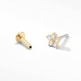 Flat Back Earrings Threadless Diamond 14k Gold Daisy | Wynning Stud