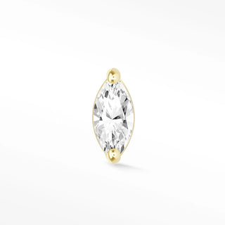 A radiant marquise-cut moissanite 14k yellow gold flat back earring in sleek prong setting from the wynning studs