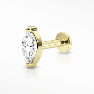 Flat Back Earrings Threadless Diamond 14k Gold Marquise | Wynning Stud