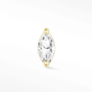 Marquise flat back earrings, in 14k yellow gold, moissanite, stone size 4x2mm, a sleek marquise-shaped 