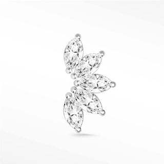 Lotus flat back earrings, in 14k white gold, moissanite, stone size 3x1.5mm, a floral lotus 