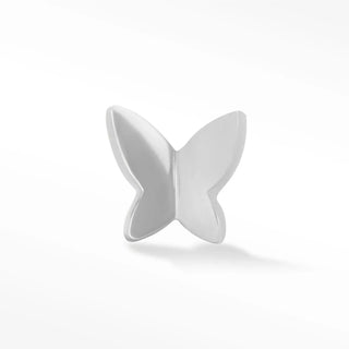 Elegant earrings with flat back 14k white ceramic butterfly design featuring smooth glossy surfaces and symmetrical wings
