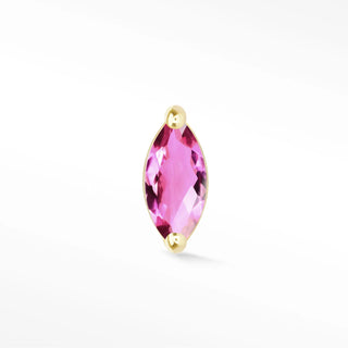 Marquise flat back earrings, in 14k yellow gold, pink sapphire, stone size 4x2mm, a sleek marquise-shaped 