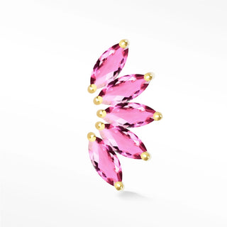 Lotus flat back earrings, in 14k yellow gold, pink sapphire, stone size 4x2mm, a floral 