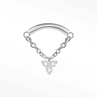 Flat back earrings trinity drape diamond 14k white