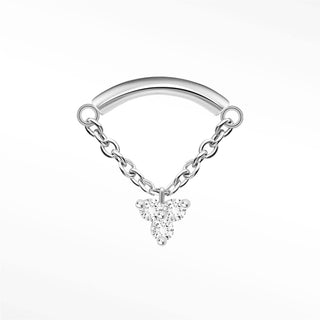 Flat back earrings trinity drape diamond 14k white