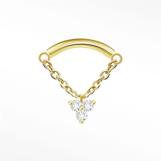 Flat back earring hidden helix dangle diamond trinity 14k yellow gold - 14k