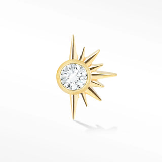 Flat back stud earring diamond 14k yellow gold