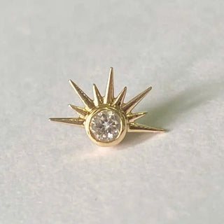 Flat back stud earring diamond 14k yellow gold - 14k