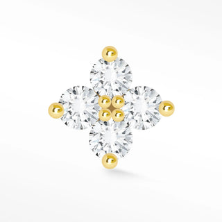 Flat Back Stud Earrings Clover 14K Yellow Gold