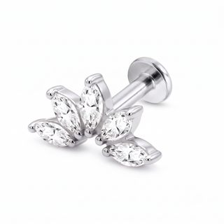 Flat Back Earrings Threadless Diamond 14k White Gold Lotus | Wynning Stud