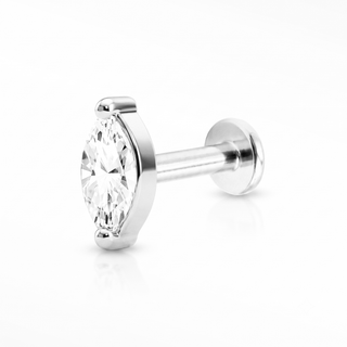 Flat Back Earrings Threadless Diamond 14k White Gold Marquise | Wynning Stud