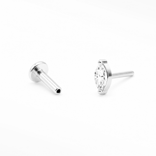 Flat Back Earrings Threadless Diamond 14k White Gold Marquise | Wynning Stud