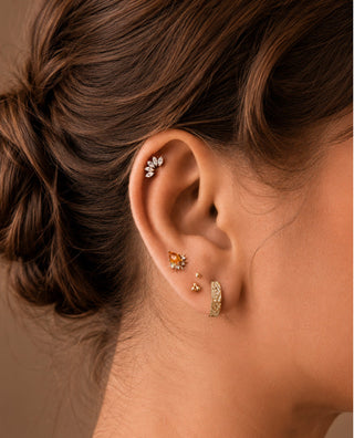 Discover exquisite flat back earrings featuring moissanite set in 14k yellow gold. Perfect for any occasion or daily