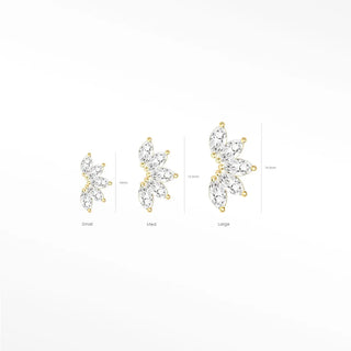 Discover exquisite flat back earrings featuring moissanite set in 14k yellow gold. Perfect for any occasion or daily