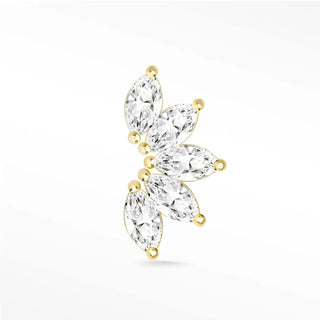 Elegant 14k yellow gold wynning studs flat back stud earrings with marquise-cut stones in a lotus leaf pattern