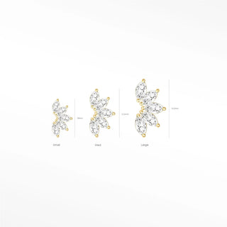 Discover exquisite flat back earrings featuring moissanite set in 14k yellow gold. Perfect for any occasion or daily