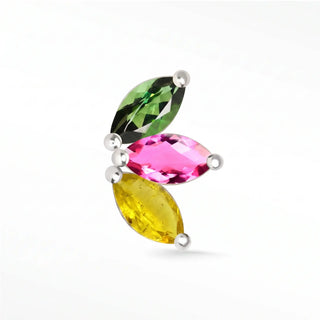 Discover the elegance of our flat back tourmaline earrings. Crafted in 14k white gold these beautiful baby lotus studs