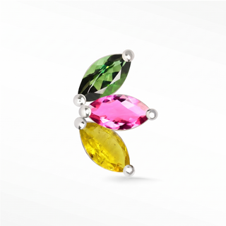 Discover the elegance of our flat back tourmaline earrings. Crafted in 14k white gold these beautiful baby lotus studs