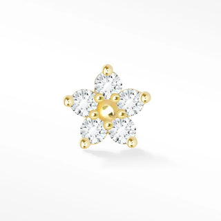 Buttercup flat back earrings, in 14k yellow gold, diamond, stone size 1.2mm, a buttercup prong-set 