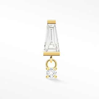 Baguette Dance flat back earrings, in 14k yellow gold, moissanite, stone size 4x2mm 