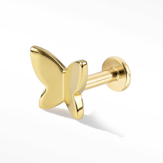 Flat Back Earrings Threadless 14k Gold Butterfly | Wynning Stud