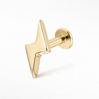 Flat Back Earrings Threadless 14k Gold Lightning Bolt | Wynning Stud