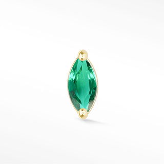Marquise flat back earrings, in 14k yellow gold, emerald, stone size 4x2mm, a sleek marquise-shaped 
