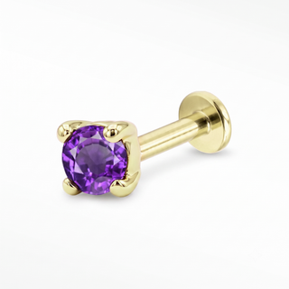 Flat Back Earrings Threadless 14k Gold Gemstone | Wynning Stud