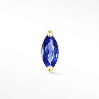 Marquise flat back earrings, in 14k yellow gold, blue sapphire, stone size 4x2mm, a sleek marquise-shaped 