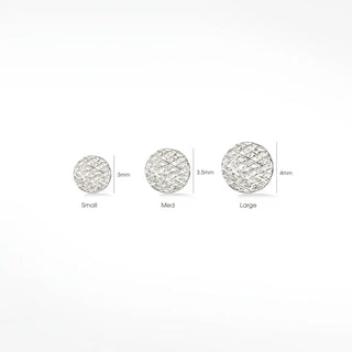 Flat back earrings florentine round 14k white